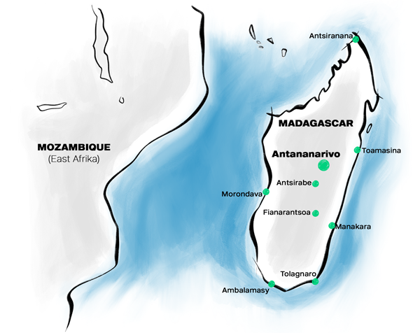Infographic map of Madagascar